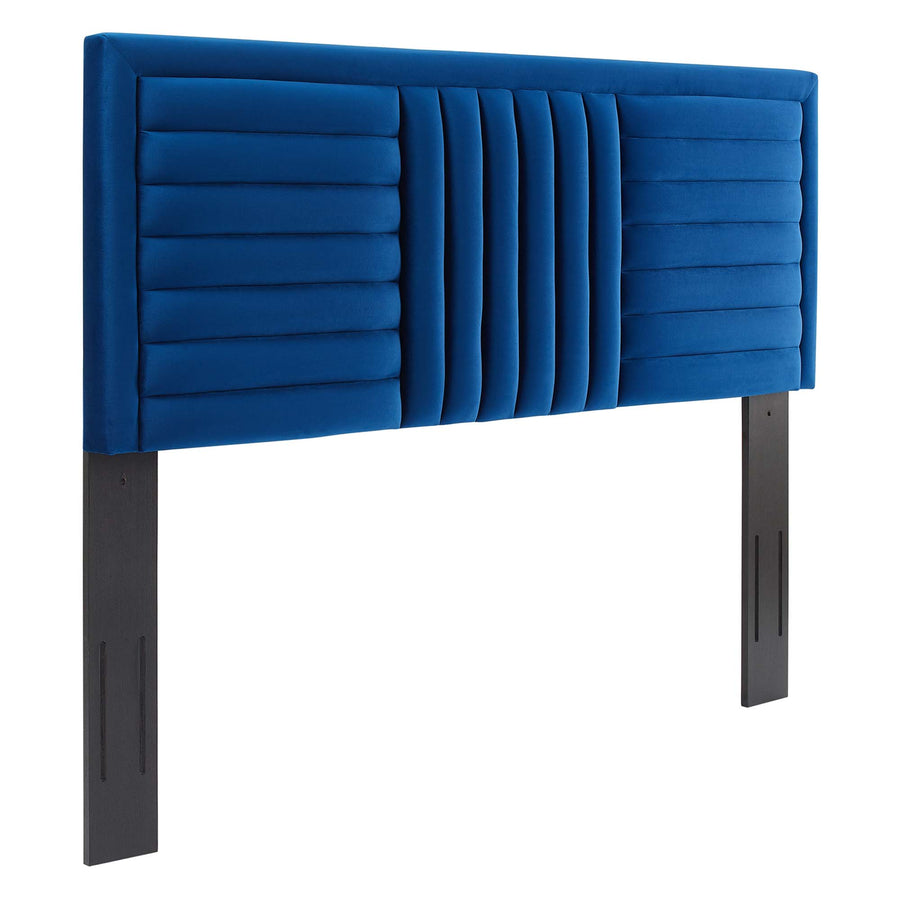 Chinook Channel Tufted Performance Velvet Full/Queen Headboard in Navy
