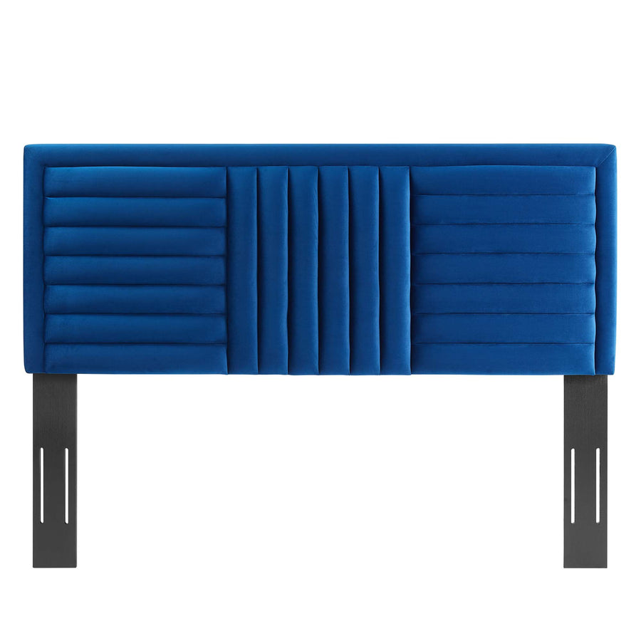 Chinook Channel Tufted Performance Velvet Full/Queen Headboard in Navy