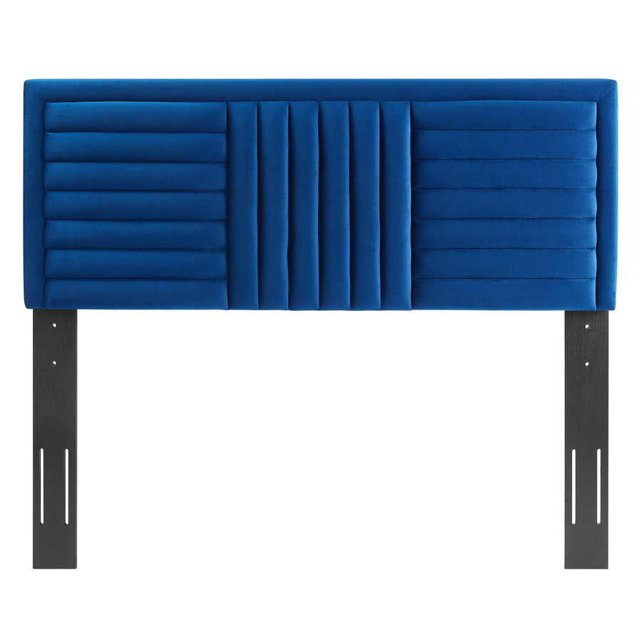 Chinook Channel Tufted Performance Velvet Full/Queen Headboard in Navy