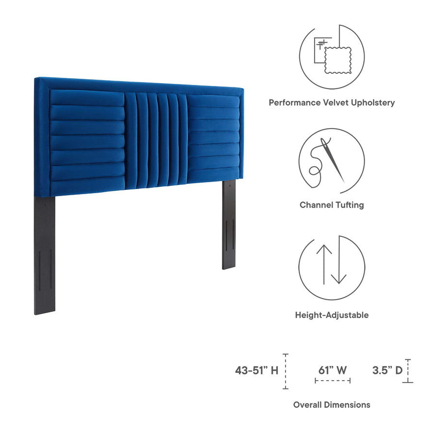 Chinook Channel Tufted Performance Velvet Full/Queen Headboard in Navy
