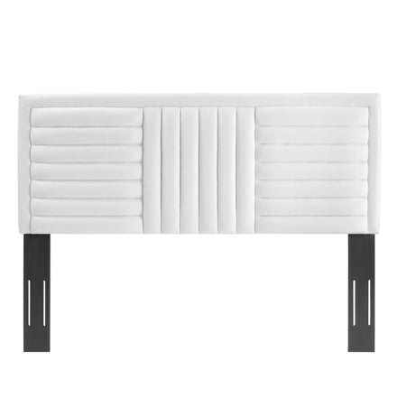 Believe Channel Tufted Performance Velvet Full/Queen Headboard in White