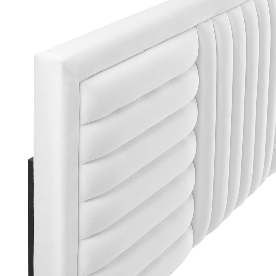 Chinook Channel Tufted Performance Velvet Full/Queen Headboard in White