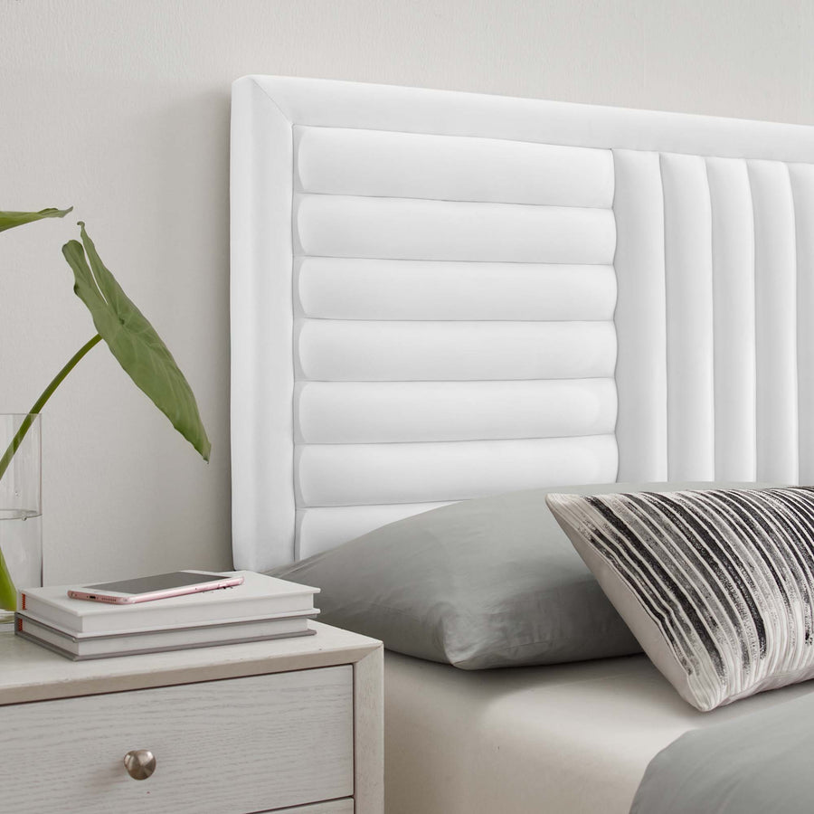 Chinook Channel Tufted Performance Velvet Full/Queen Headboard in White