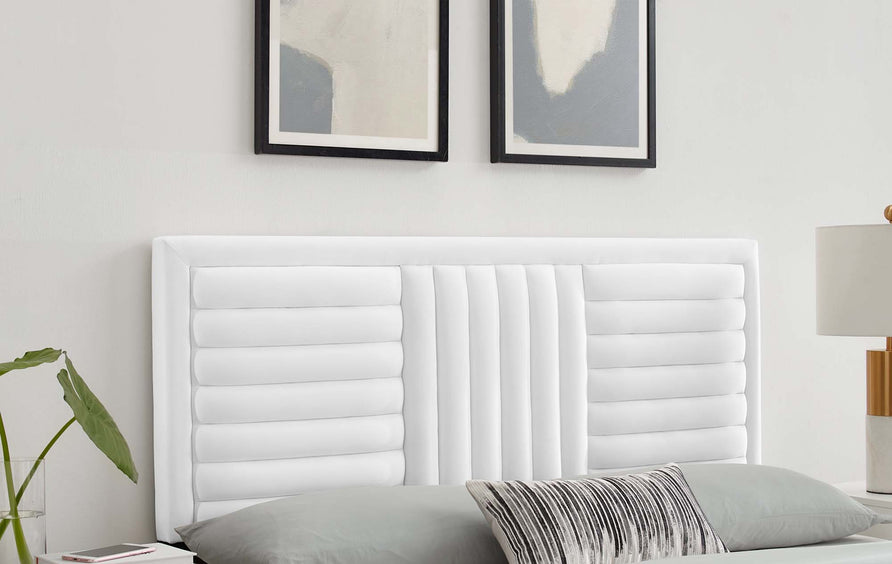 Chinook Channel Tufted Performance Velvet King/California King Headboard in White