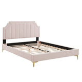Cypress Performance Velvet Queen Platform Bed in Pink