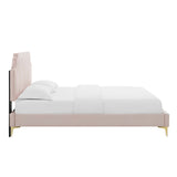 Cypress Performance Velvet Queen Platform Bed in Pink