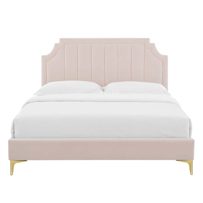 Sienna Performance Velvet Queen Platform Bed by Furniture For America