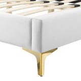 Cypress Performance Velvet Queen Platform Bed in White