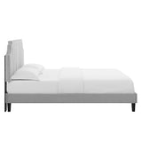 Cypress Performance Velvet Queen Platform Bed in Light Gray