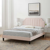 Cypress Performance Velvet Queen Platform Bed in Pink
