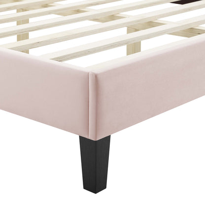 Sienna Performance Velvet Queen Platform Bed by Furniture For America