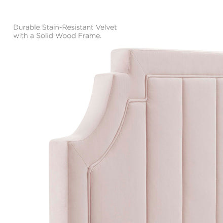 Sienna Performance Velvet Queen Platform Bed in Pink