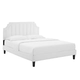 Cypress Performance Velvet Queen Platform Bed in White
