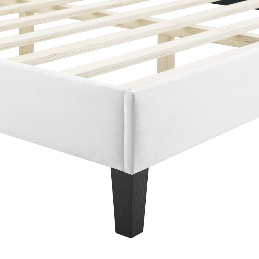 Cypress Performance Velvet Queen Platform Bed in White