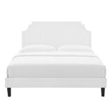 Cypress Performance Velvet Queen Platform Bed in White