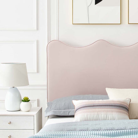 Current Performance Velvet Twin Platform Bed in Pink