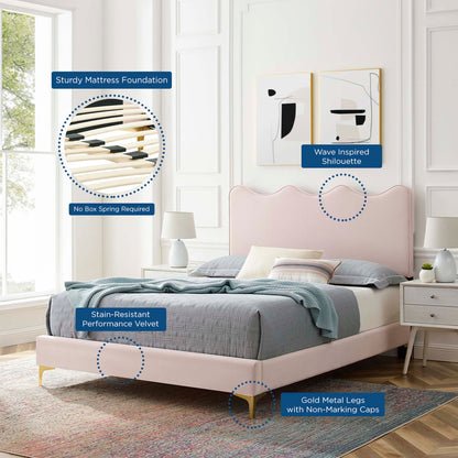 Current Performance Velvet Twin Platform Bed by Furniture For America