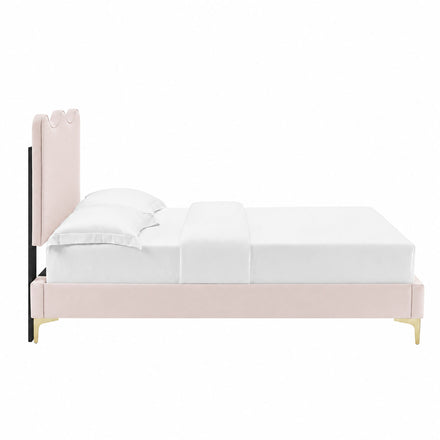 Current Performance Velvet Twin Platform Bed in Pink