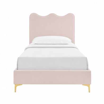 Current Performance Velvet Twin Platform Bed in Pink