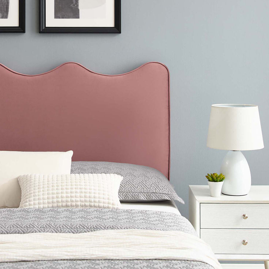 Vega Performance Velvet Twin Platform Bed in Dusty Rose