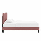 Vega Performance Velvet Twin Platform Bed in Dusty Rose