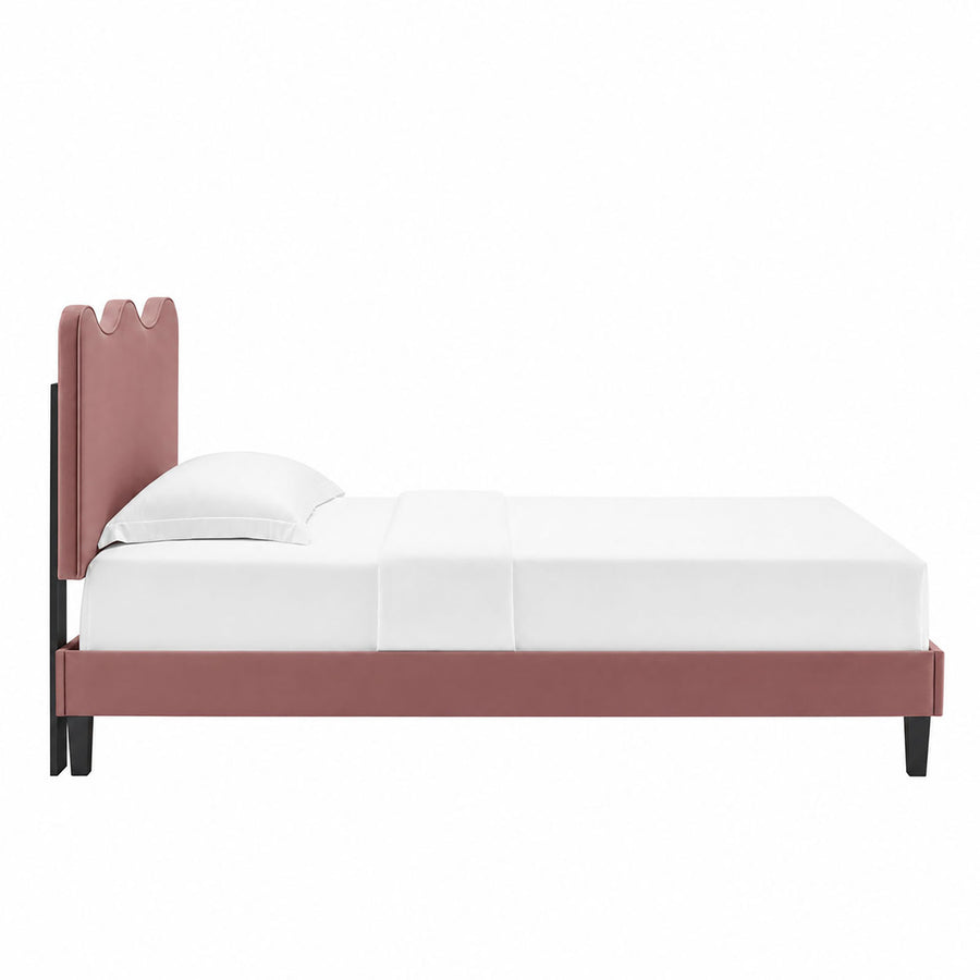Vega Performance Velvet Twin Platform Bed in Dusty Rose