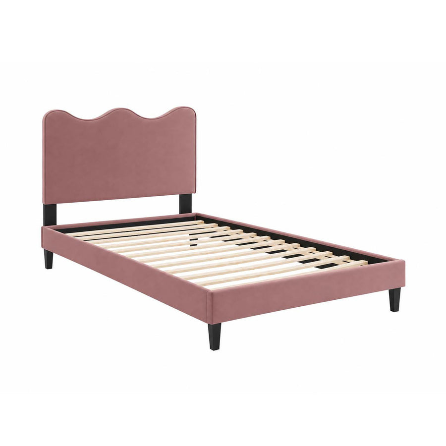 Vega Performance Velvet Twin Platform Bed in Dusty Rose