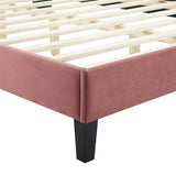 Vega Performance Velvet Twin Platform Bed in Dusty Rose