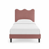 Vega Performance Velvet Twin Platform Bed in Dusty Rose