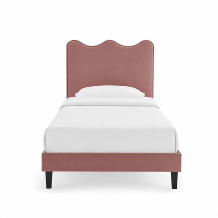 Current Performance Velvet Twin Platform Bed in Dusty Rose