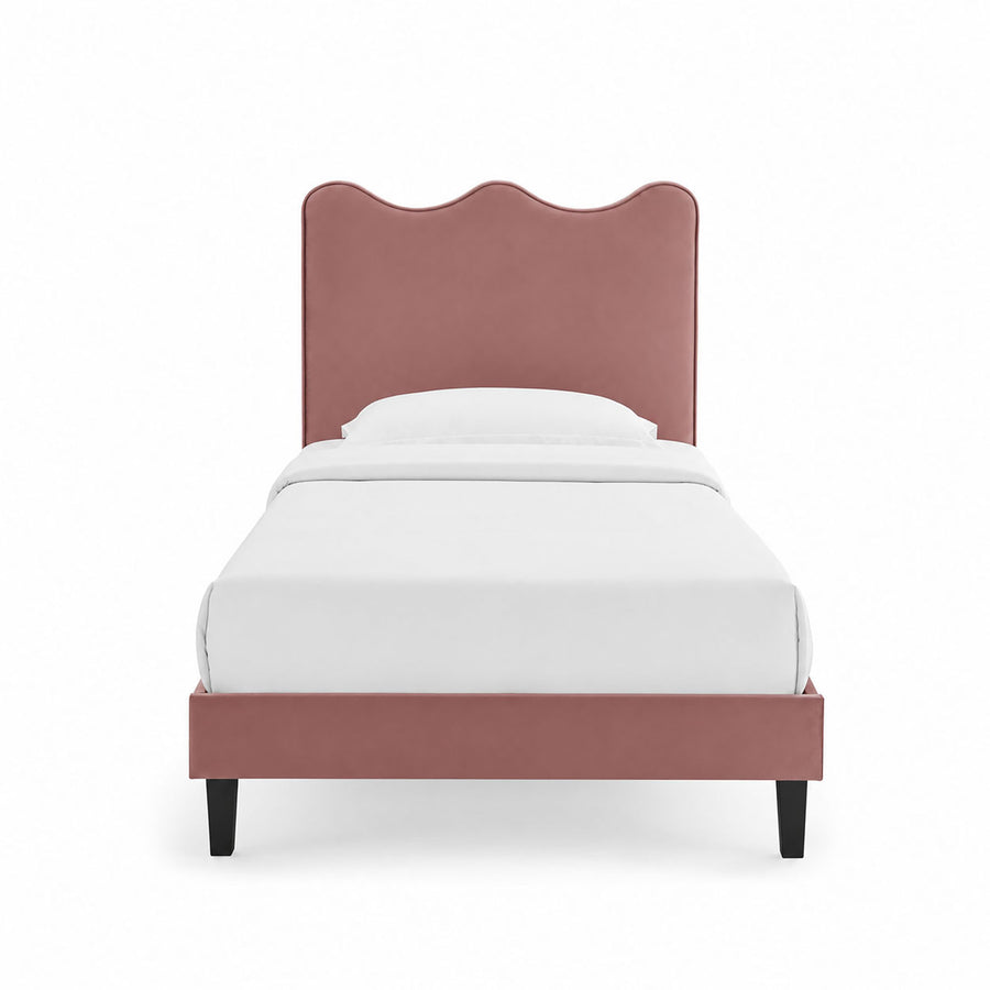 Vega Performance Velvet Twin Platform Bed in Dusty Rose