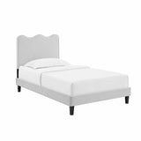 Vega Performance Velvet Twin Platform Bed in Light Gray