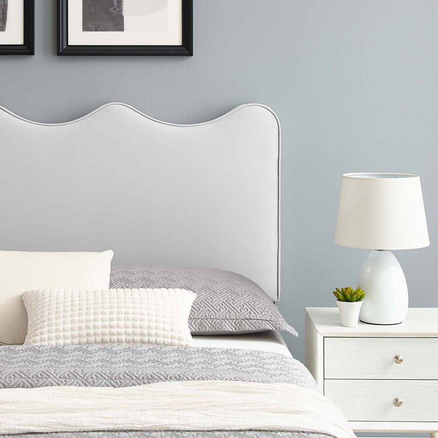 Vega Performance Velvet Twin Platform Bed in Light Gray