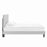 Vega Performance Velvet Twin Platform Bed in Light Gray