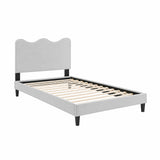 Vega Performance Velvet Twin Platform Bed in Light Gray