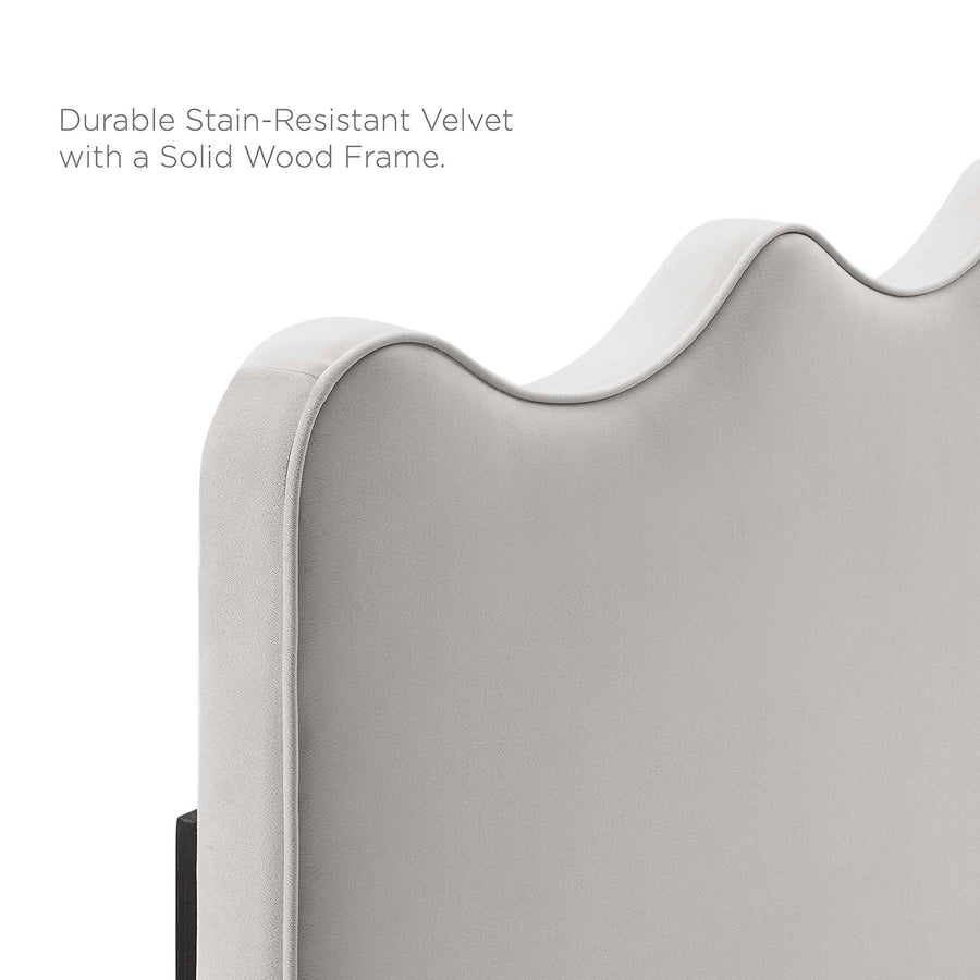 Vega Performance Velvet Twin Platform Bed in Light Gray
