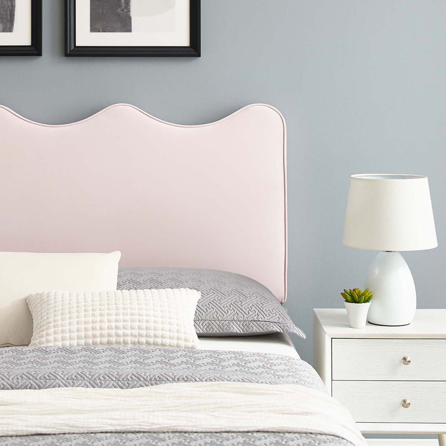 Vega Performance Velvet Twin Platform Bed in Pink