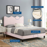 Vega Performance Velvet Twin Platform Bed in Pink