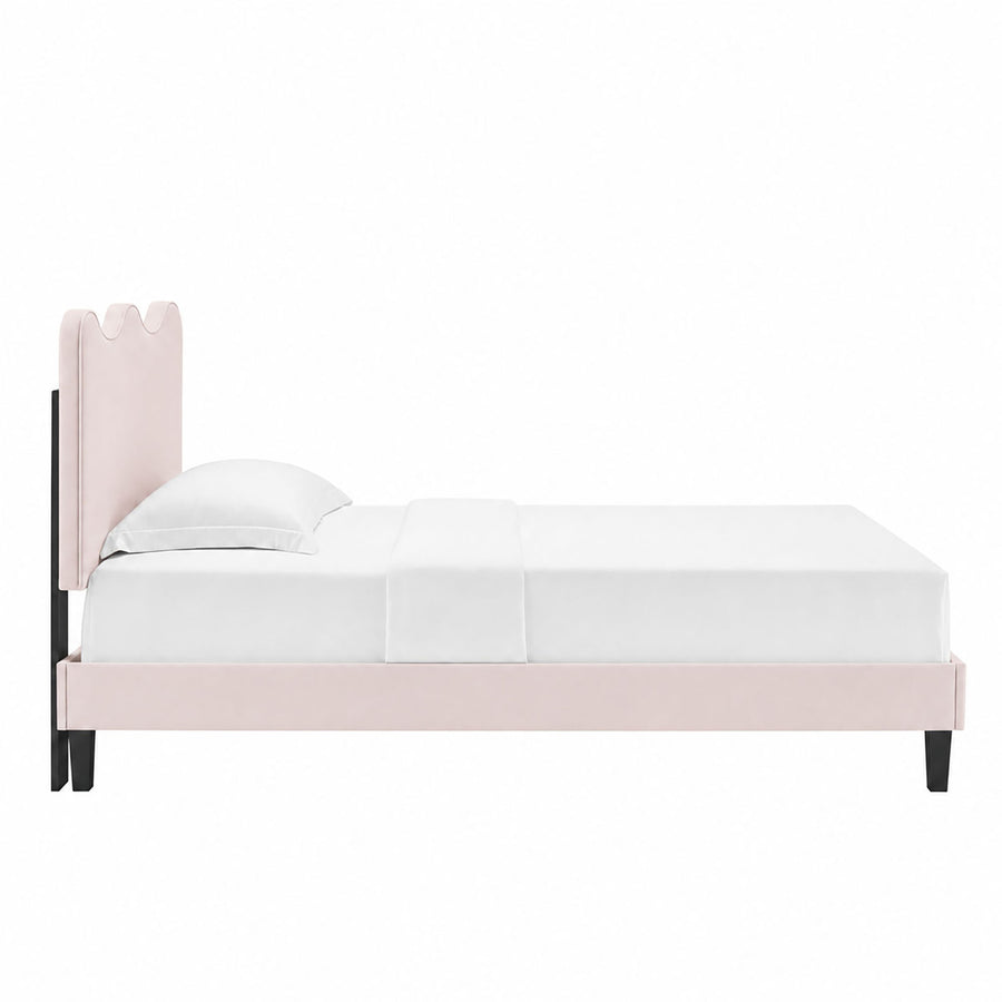 Vega Performance Velvet Twin Platform Bed in Pink