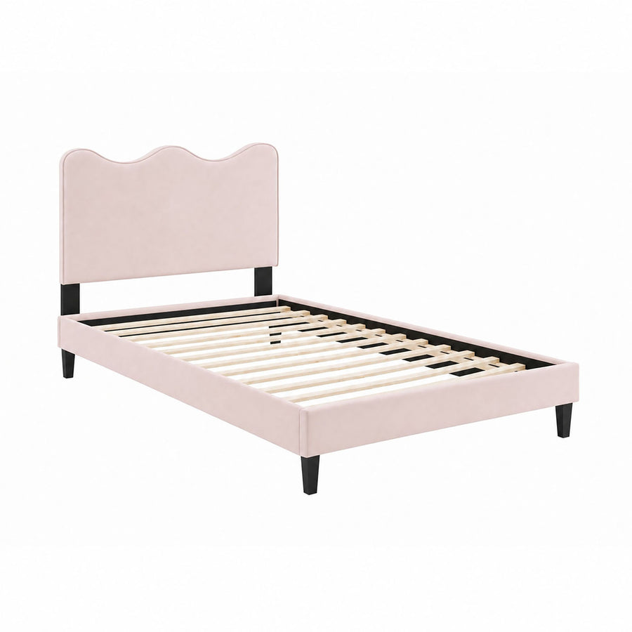 Vega Performance Velvet Twin Platform Bed in Pink