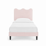 Vega Performance Velvet Twin Platform Bed in Pink