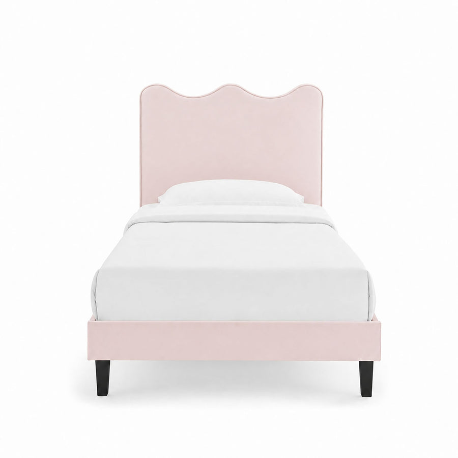 Vega Performance Velvet Twin Platform Bed in Pink