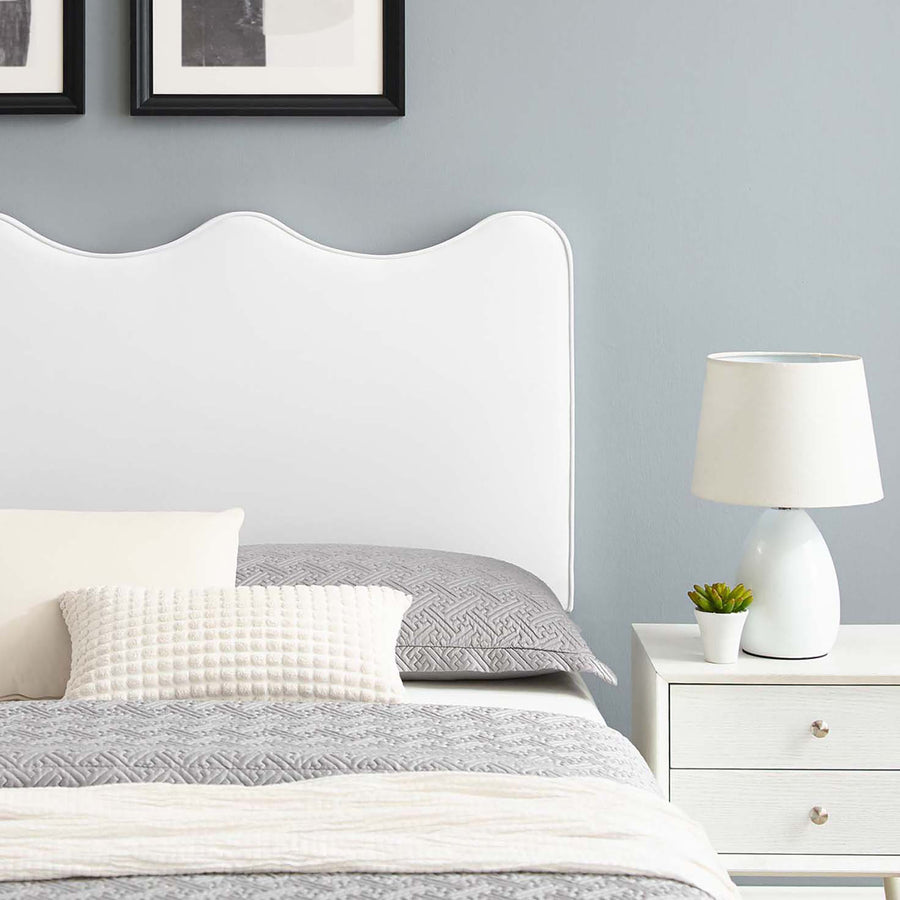 Vega Performance Velvet Twin Platform Bed in White