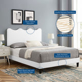 Vega Performance Velvet Twin Platform Bed in White