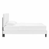 Vega Performance Velvet Twin Platform Bed in White