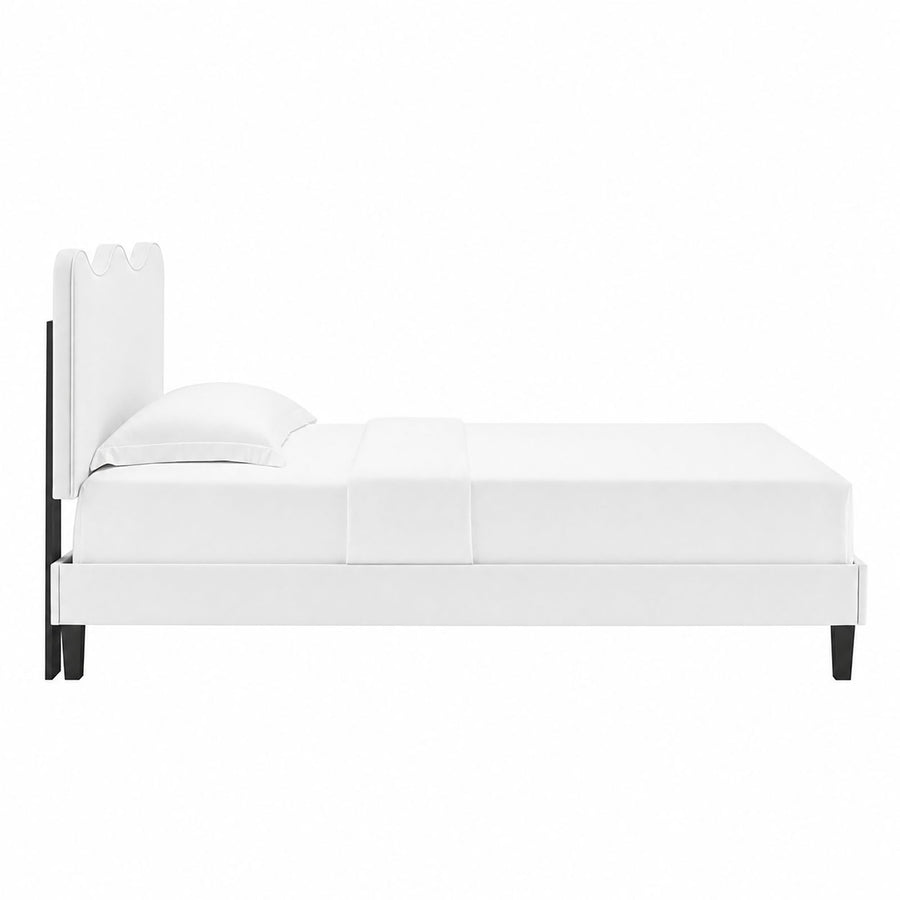 Vega Performance Velvet Twin Platform Bed in White