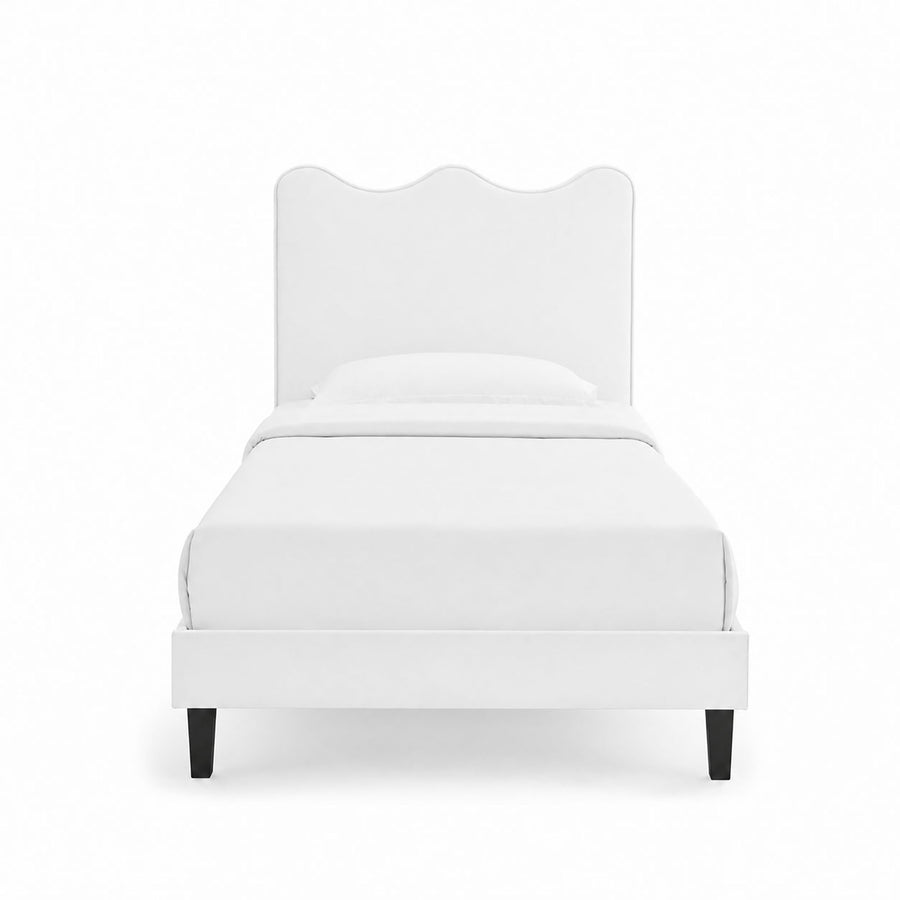 Vega Performance Velvet Twin Platform Bed in White