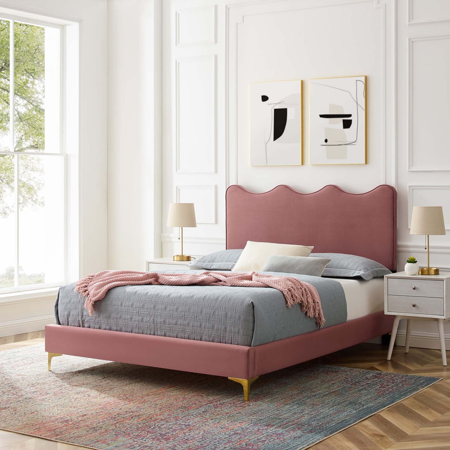 Current Performance Velvet Full Platform Bed by Furniture For America