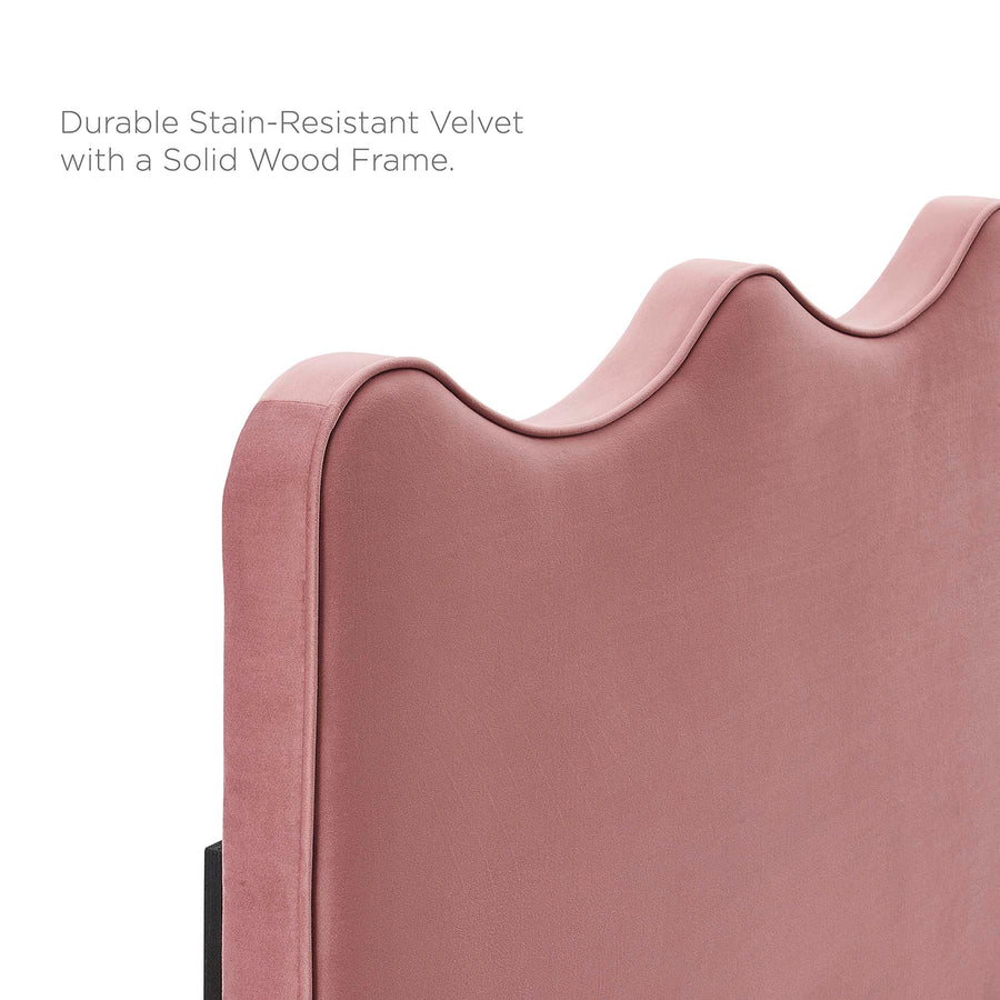 Vega Performance Velvet Full Platform Bed in Dusty Rose