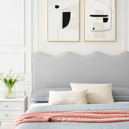 Current Performance Velvet Full Platform Bed in Light Gray
